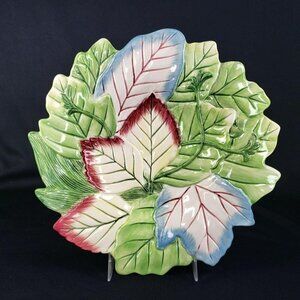 Fitz and Floyd Green Leaf‎ Bowl Plate Classics Candy Cookie Trinket Dish Vintage